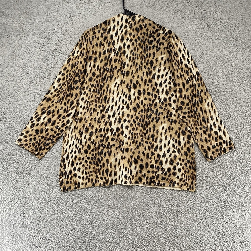 Chicos Sweater Womens 3 / XL Brown Leopard Print Glitter Mock Neck Knit Pullover - Picture 8 of 12